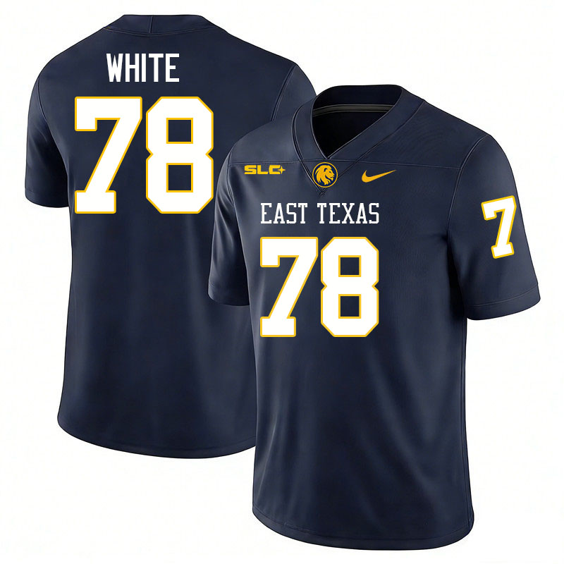 East Texas A&M Lions #78 Dwight White College Football Jerseys,Uniforms-Navy